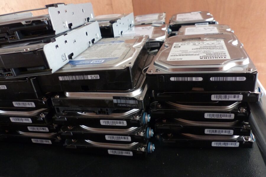 Computer Relocations Hard Drives Awaiting Destruction